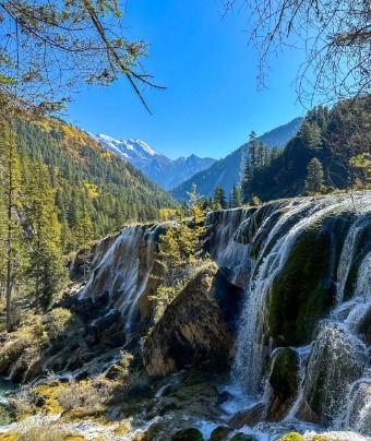 The waterfalls in Jiuzhaigou.