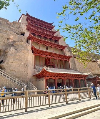 The entrance to the Mogao Caves in Dunhuang.