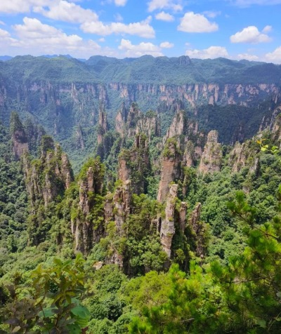 Zhangjiajie Forest Park is home to towering, sharp mountain peaks.