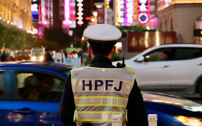 Chinese police are standing guard on the streets, ensuring people's safety.